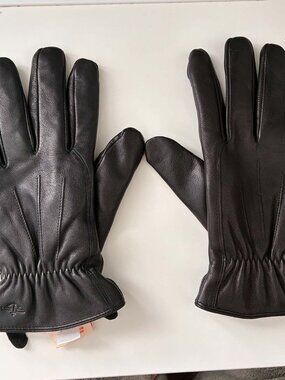 Dockers Men's Premium Black Leather Winter Gloves Fleece Lined Size L